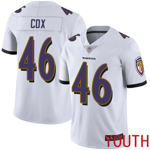 Baltimore Ravens Limited White Youth Morgan Cox Road Jersey NFL Football 46 Vapor Untouchable